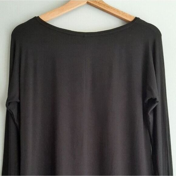 CLUB MONACO / Mixed Media Faux Leather Sleeve End Panels Top Black Sz S - Picture 8 of 11